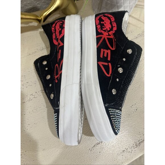 Ecko Red Poppy 158L Graffiti Slip On Laceless Sneakers Women Size 9 Black Rhino - Picture 2 of 8